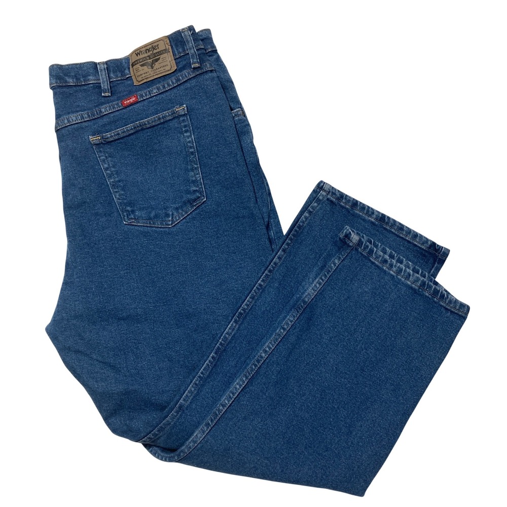 Wrangler Mens 42x30 Straight Leg Jeans‎ Medium Wash Blue Stretch Denim 1097FXVMD